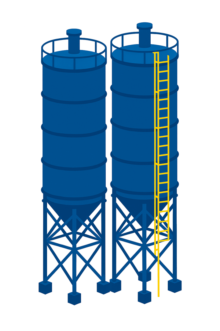 Рекомендовані силоси для зберігання цементу: 2 шт. × 70 т. або 1 шт. × 100 т.